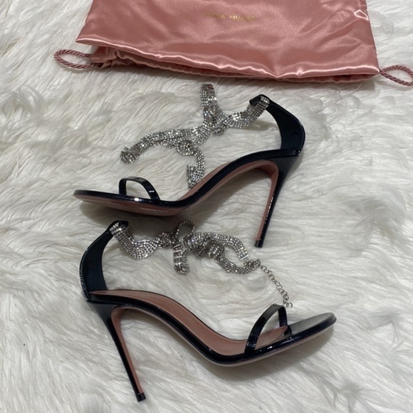 New Amina Muaddi Giorgia Crystal ankle wrap sandal size‎ 38EU - Picture 7 of 15